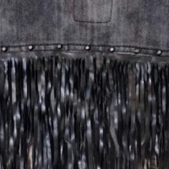 DAZL whitewashed black denim vest with fringe on back - girls XL/women's small - Picture 2 of 6